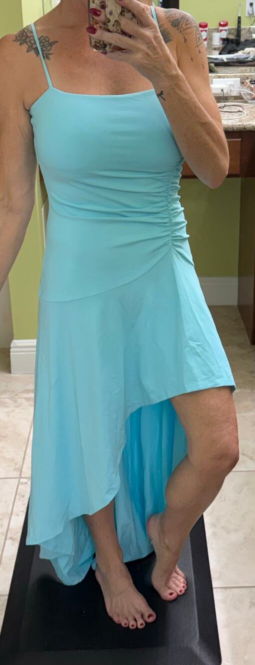 Susana Monaco Aqua blue Hi Lo Maxi swing NWT $228 retail fresh water small